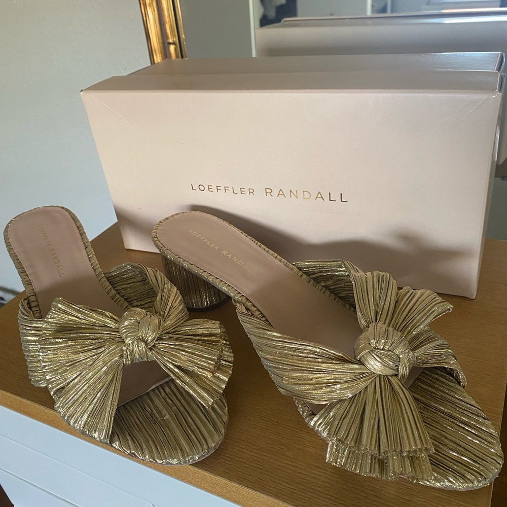 Loeffler Randall Emilia Sandal Gold Size 10.5